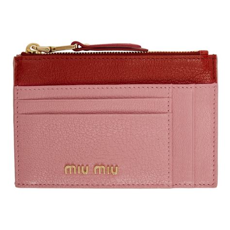 miu miu card holder cherry|MIU MIU Cherry Red Leather full size Wallet, 12 card holder.